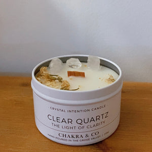 Chakra and Co Clear Quartz Crystal Intention Candle 215g Regular price